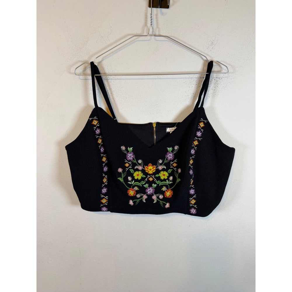 Eyeshadow Womens Cami Top Floral Embroidered Black XXL
